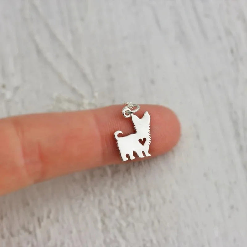Cute Yorkshire Terrier Puppy Pendant Necklace – Stainless Steel Dog Jewelry