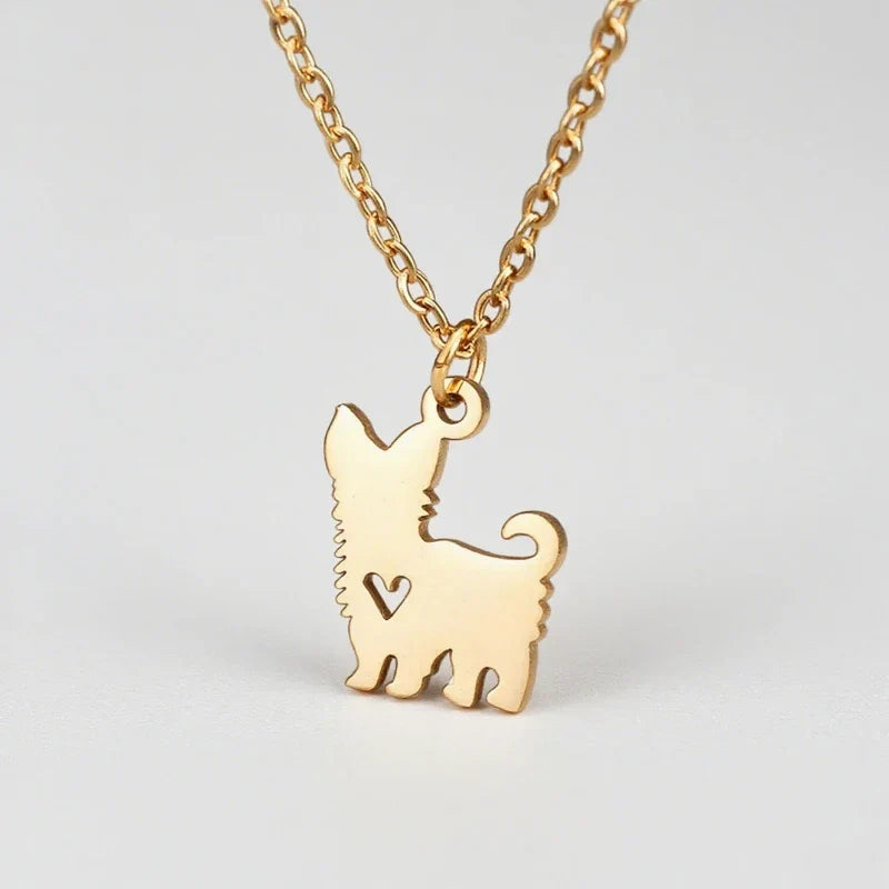 Cute Yorkshire Terrier Puppy Pendant Necklace – Stainless Steel Dog Jewelry