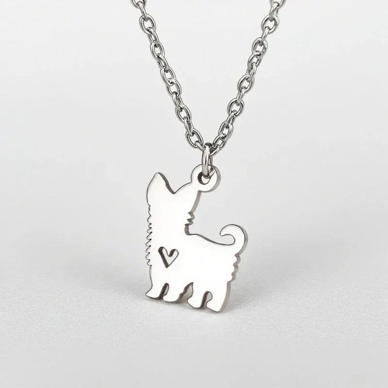 Cute Yorkshire Terrier Puppy Pendant Necklace – Stainless Steel Dog Jewelry