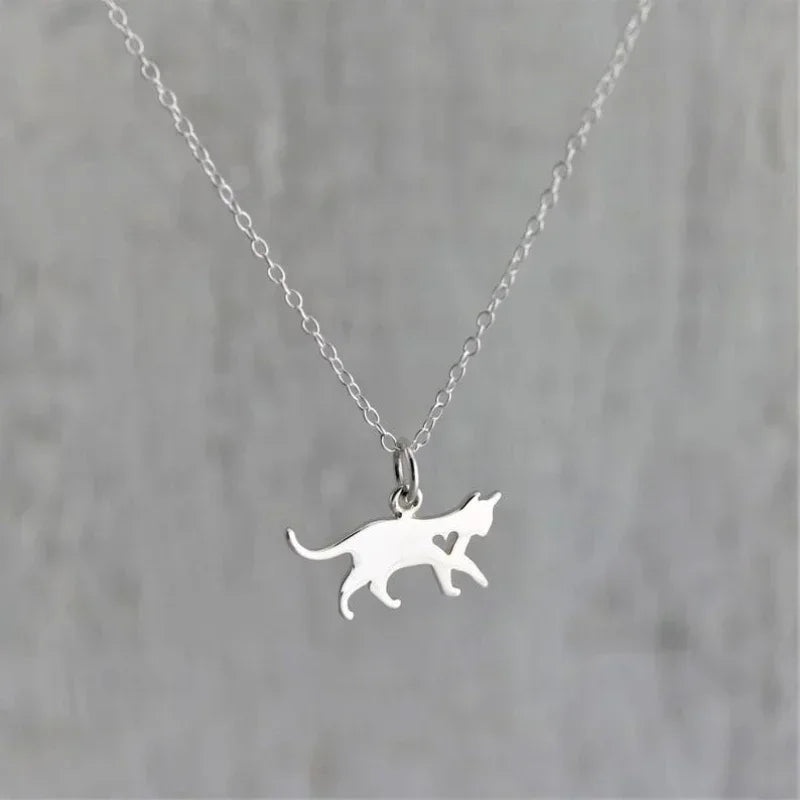 Stainless Steel Cat Memorial Necklace – Animal Jewelry for Women & Cat Lovers