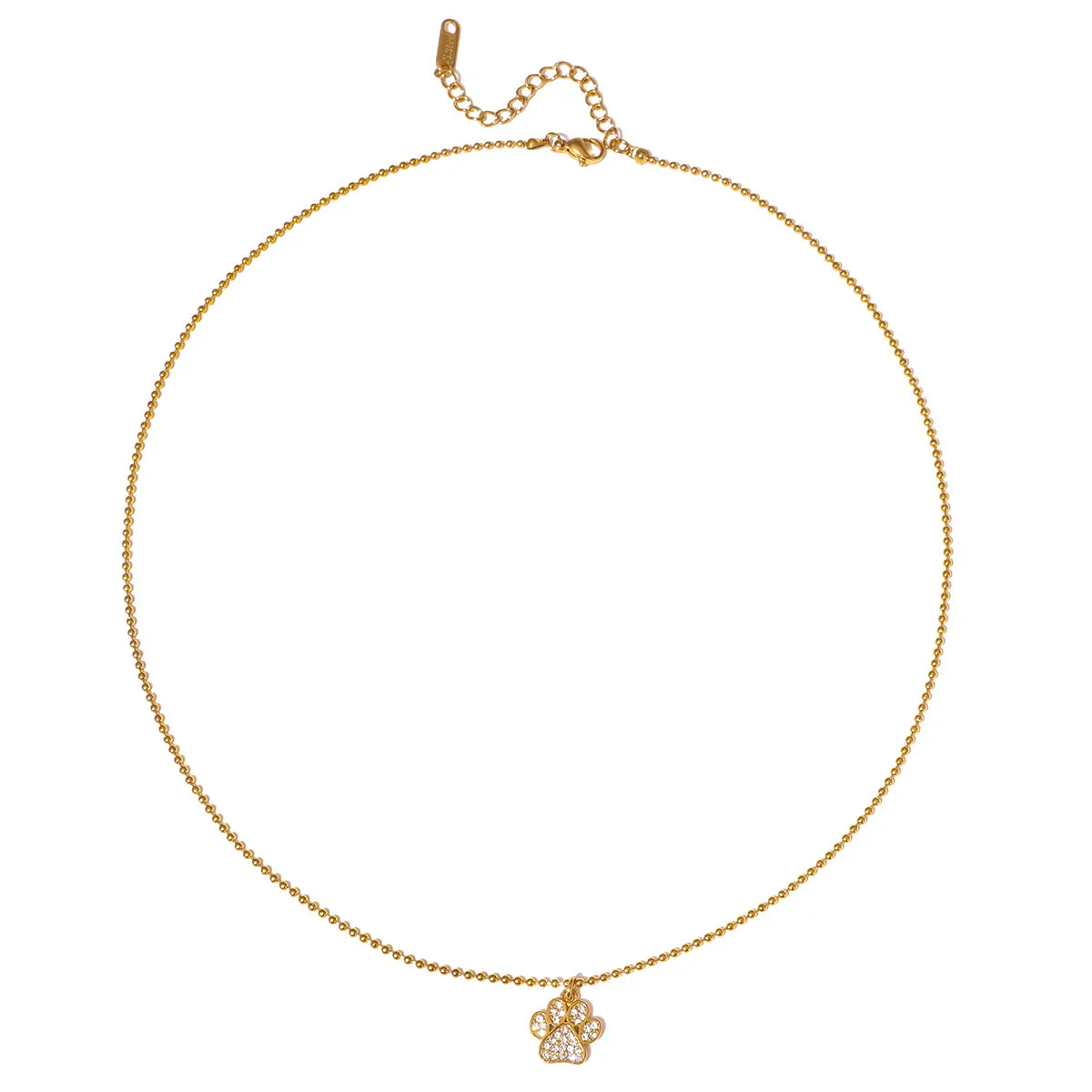 Cute Cat Claw Pendant Necklace – White Rhinestone, 18K PVD Gold Plated Stainless Steel