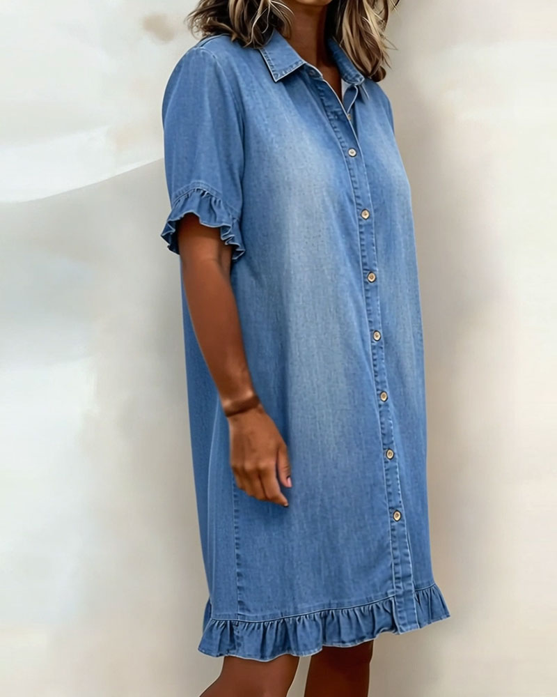 Aurelion® | Comfortable Denim Dress with Flattering Ruching