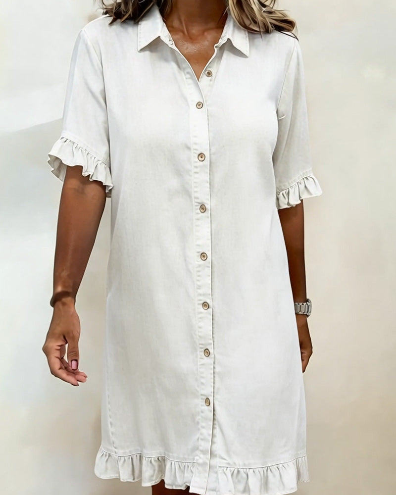 Aurelion® | Comfortable Denim Dress with Flattering Ruching