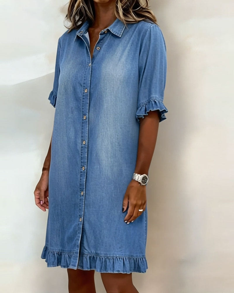 Aurelion® | Comfortable Denim Dress with Flattering Ruching