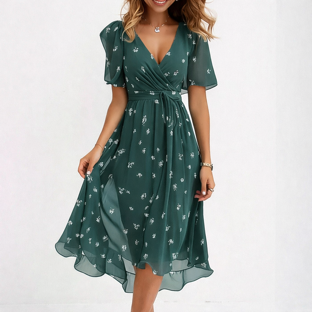 Brigid | Flattering Wrap Midi Dress