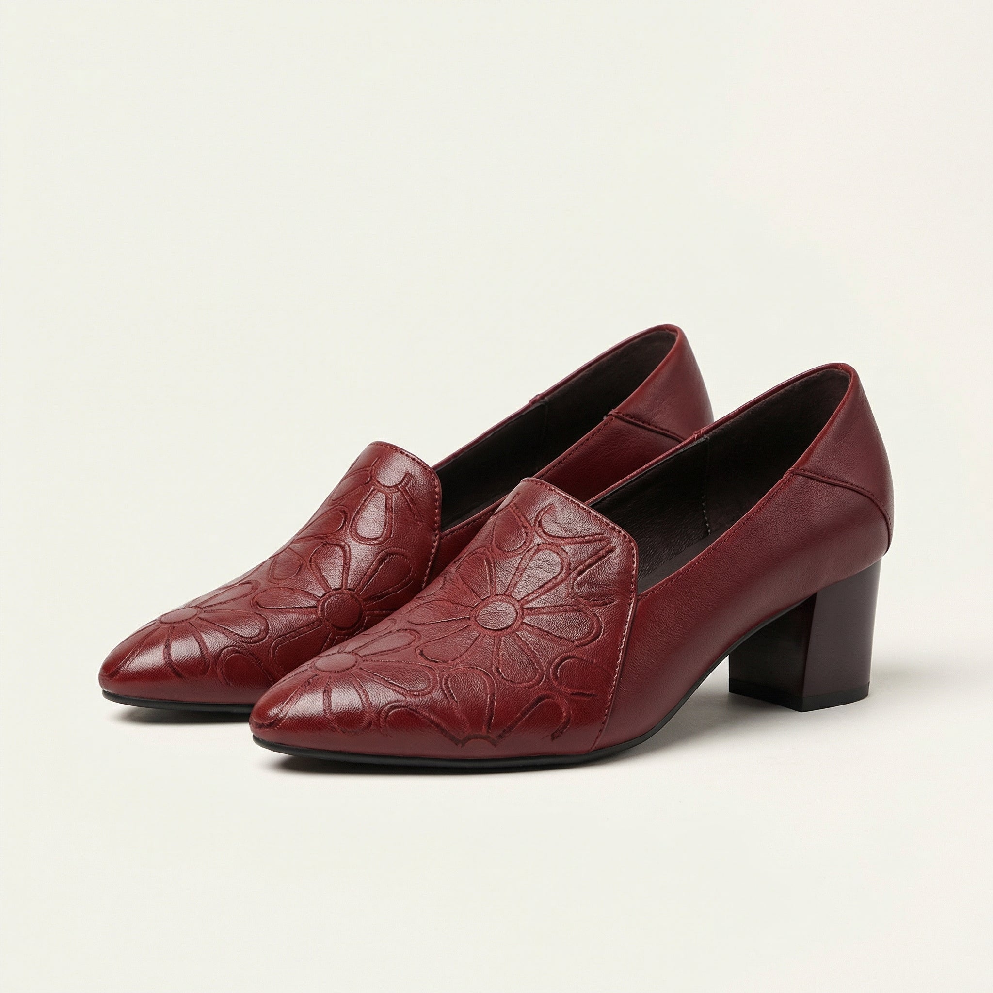 Sonya | Soft Leather Embroidered Pumps
