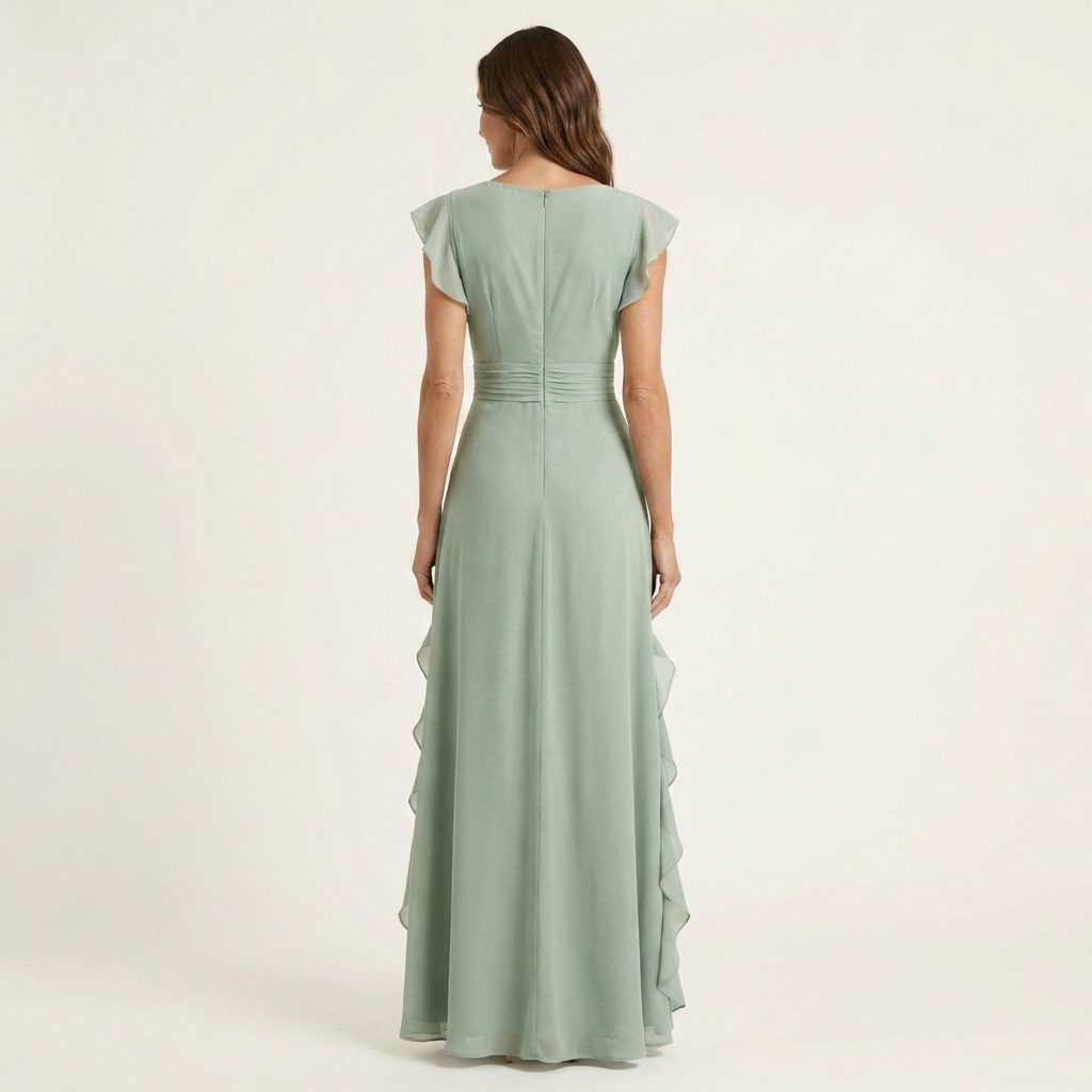 Nellyana | Wrap-Style Cascading Ruffle Maxi Dress