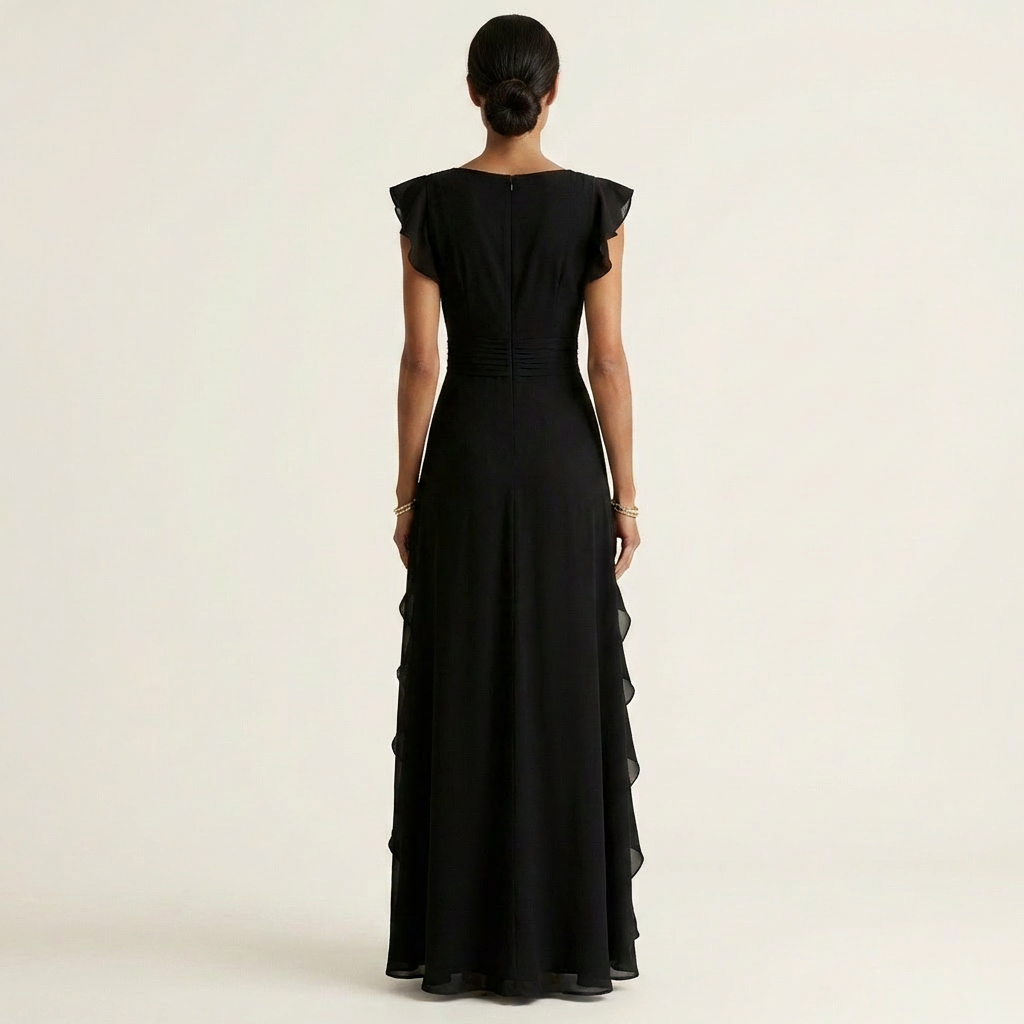 Nellyana | Wrap-Style Cascading Ruffle Maxi Dress