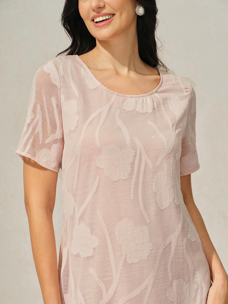 Floral Print Sheer Chiffon Knee-Length A-Line Dress