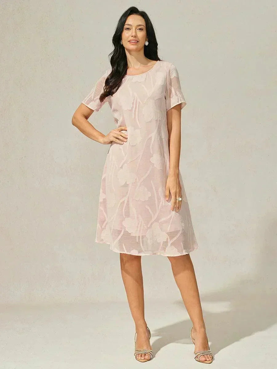 Floral Print Sheer Chiffon Knee-Length A-Line Dress