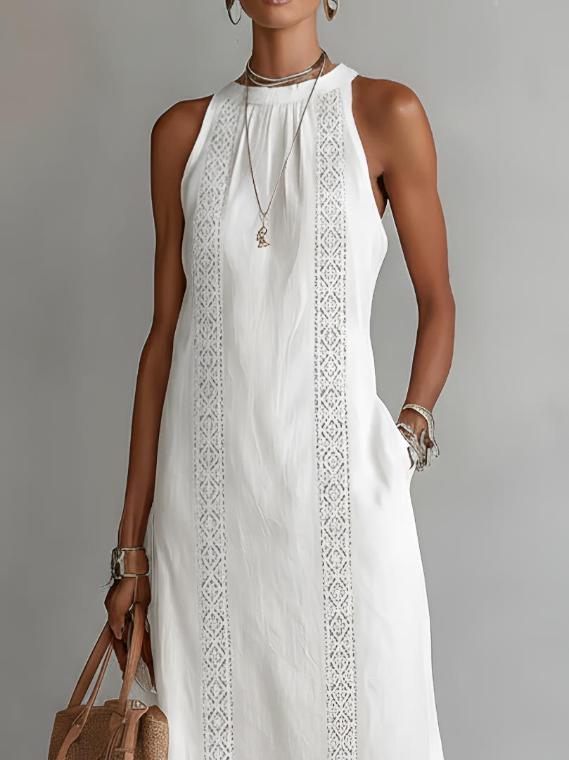Margot | Sleeveless Stand Collar Midi Dress